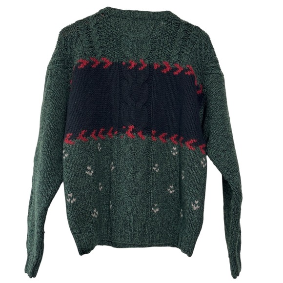 WOOLRICH Vintage Wool Sweater Mens 90s Pullover Nordic Fair Isle Reindeer XL - Picture 2 of 9